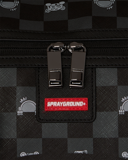 SPRAYGROUND® DUFFLE GRAY PEEKING CHARACTER CHECK DUFFLE