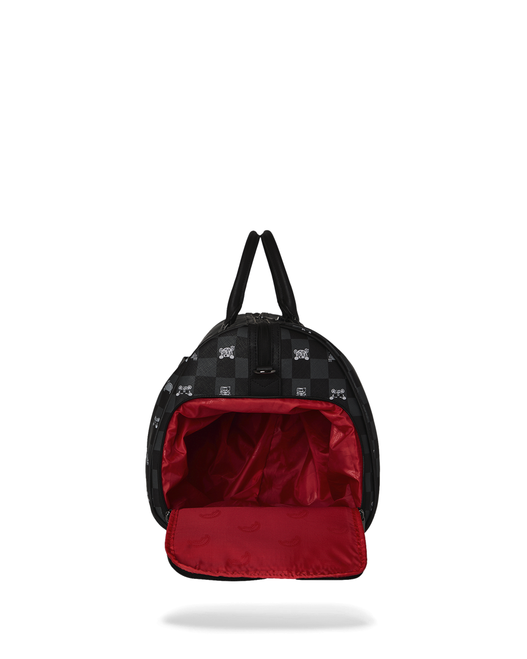 SPRAYGROUND® DUFFLE GRAY PEEKING CHARACTER CHECK DUFFLE