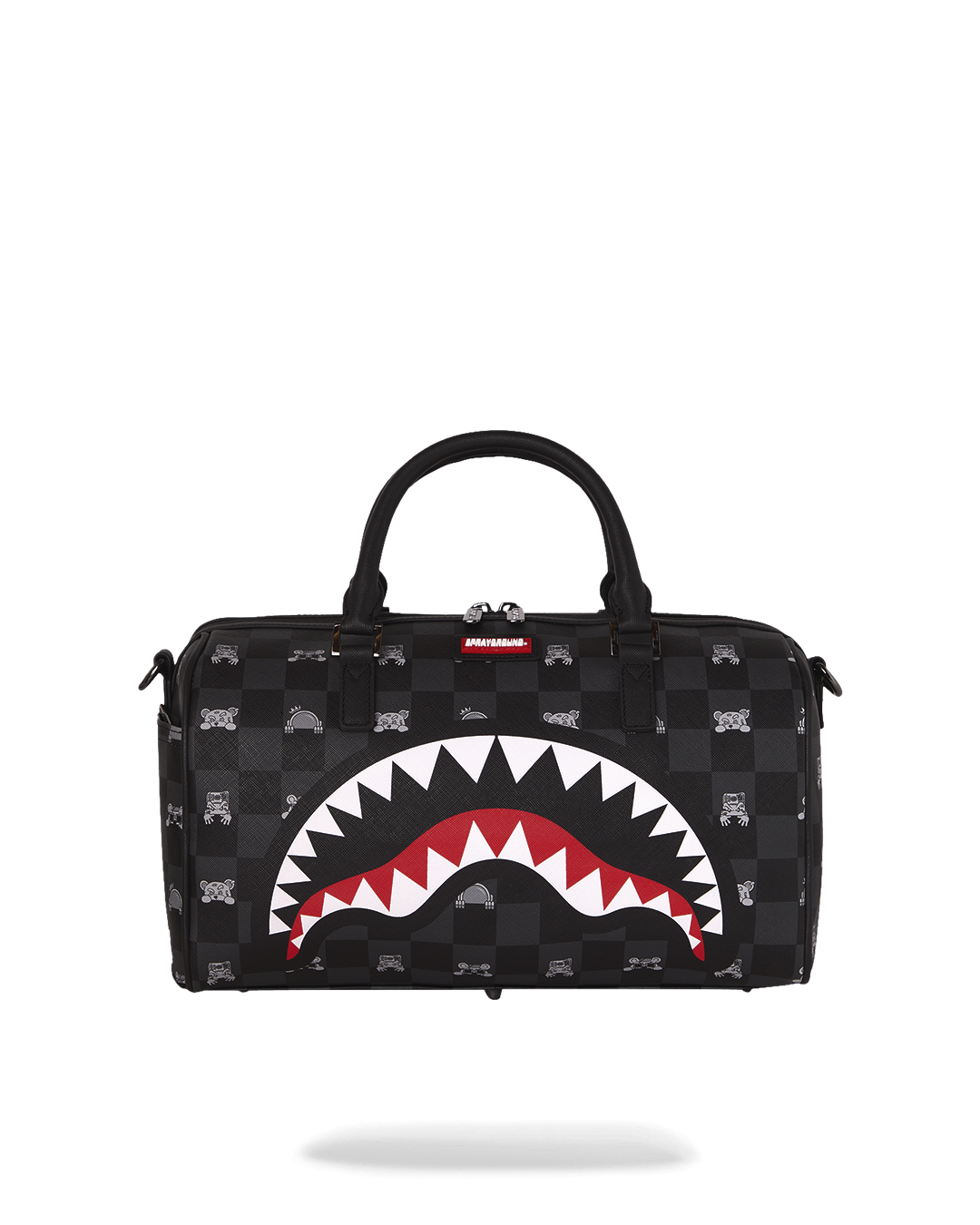 SPRAYGROUND® DUFFLE GRAY PEEKING CHARACTER CHECK MINI DUFFLE
