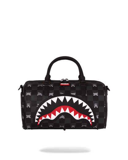 SPRAYGROUND® DUFFLE GRAY PEEKING CHARACTER CHECK MINI DUFFLE