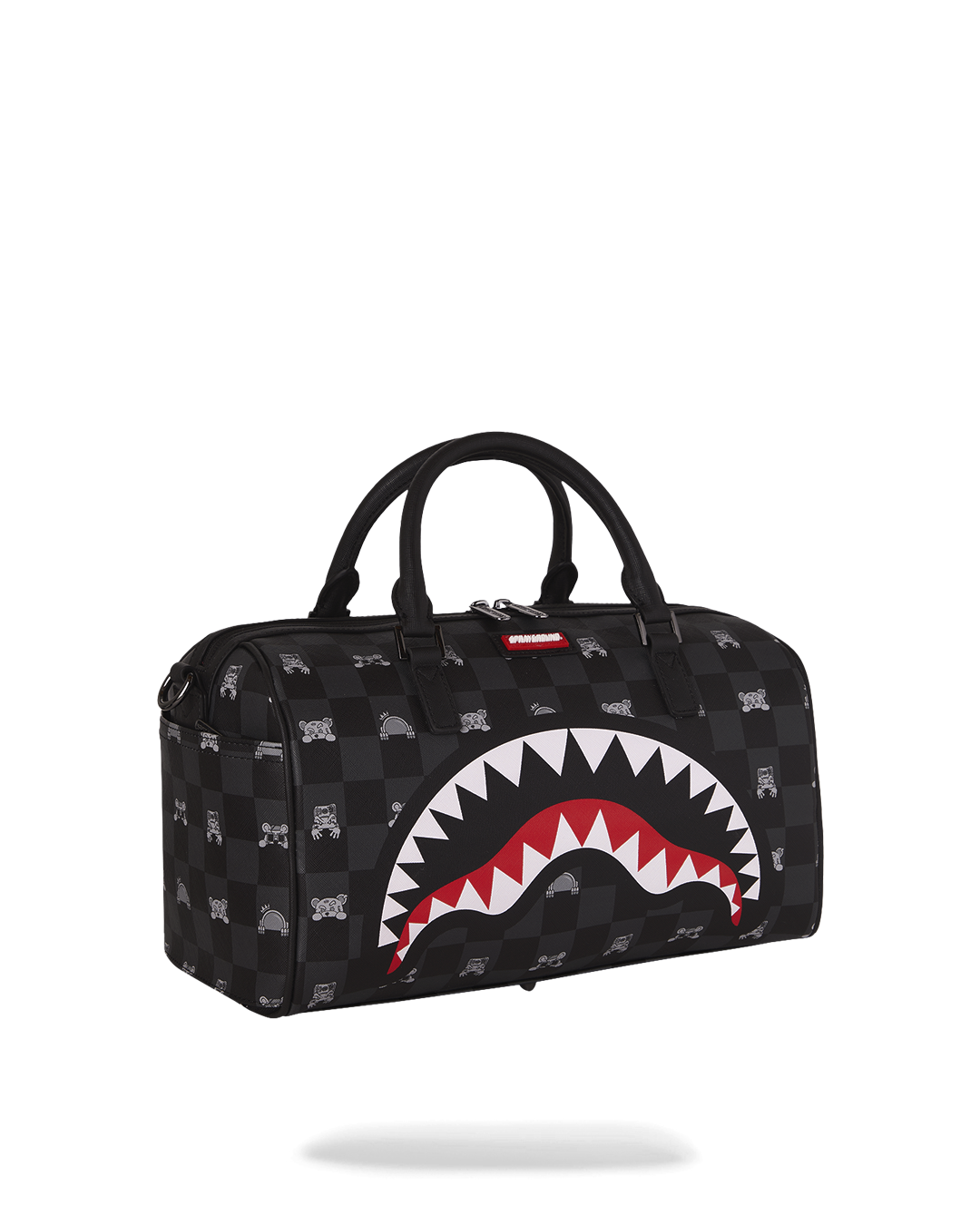 SPRAYGROUND® DUFFLE GRAY PEEKING CHARACTER CHECK MINI DUFFLE