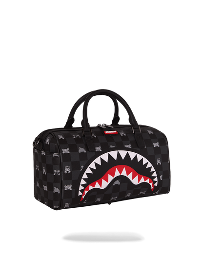 SPRAYGROUND® DUFFLE GRAY PEEKING CHARACTER CHECK MINI DUFFLE