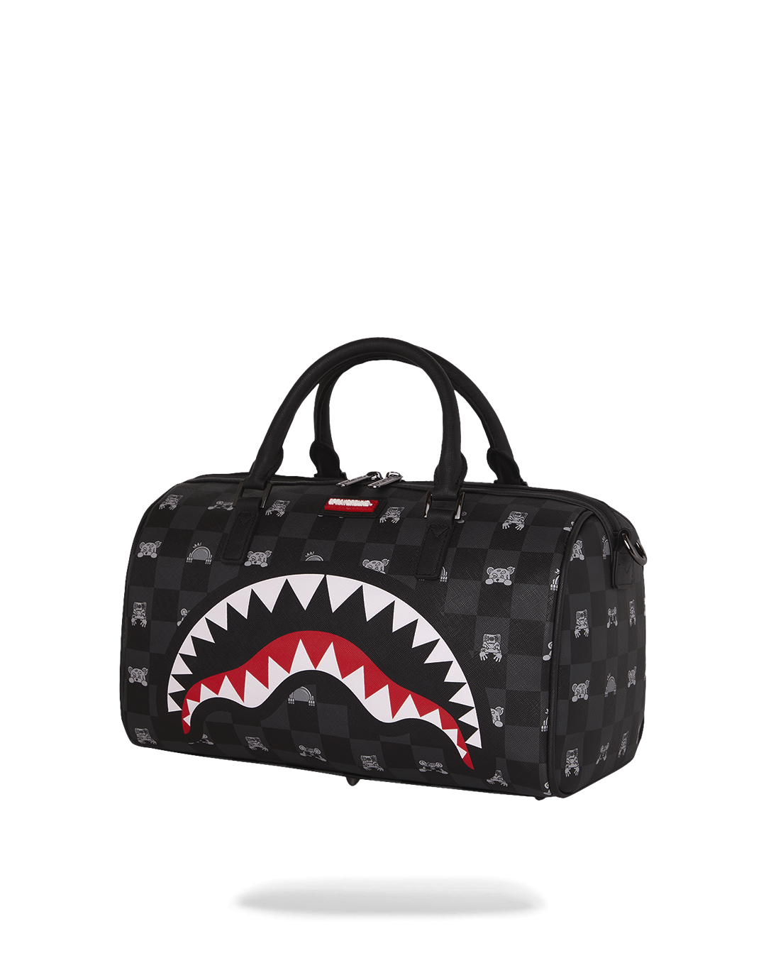 SPRAYGROUND® DUFFLE GRAY PEEKING CHARACTER CHECK MINI DUFFLE