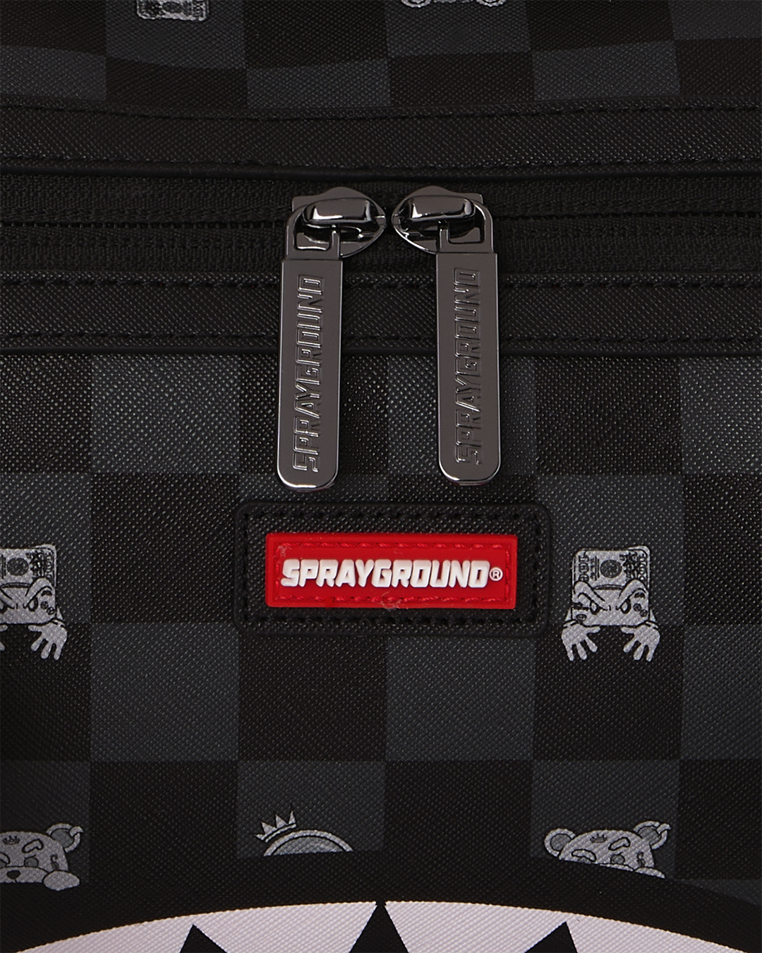 SPRAYGROUND® DUFFLE GRAY PEEKING CHARACTER CHECK MINI DUFFLE