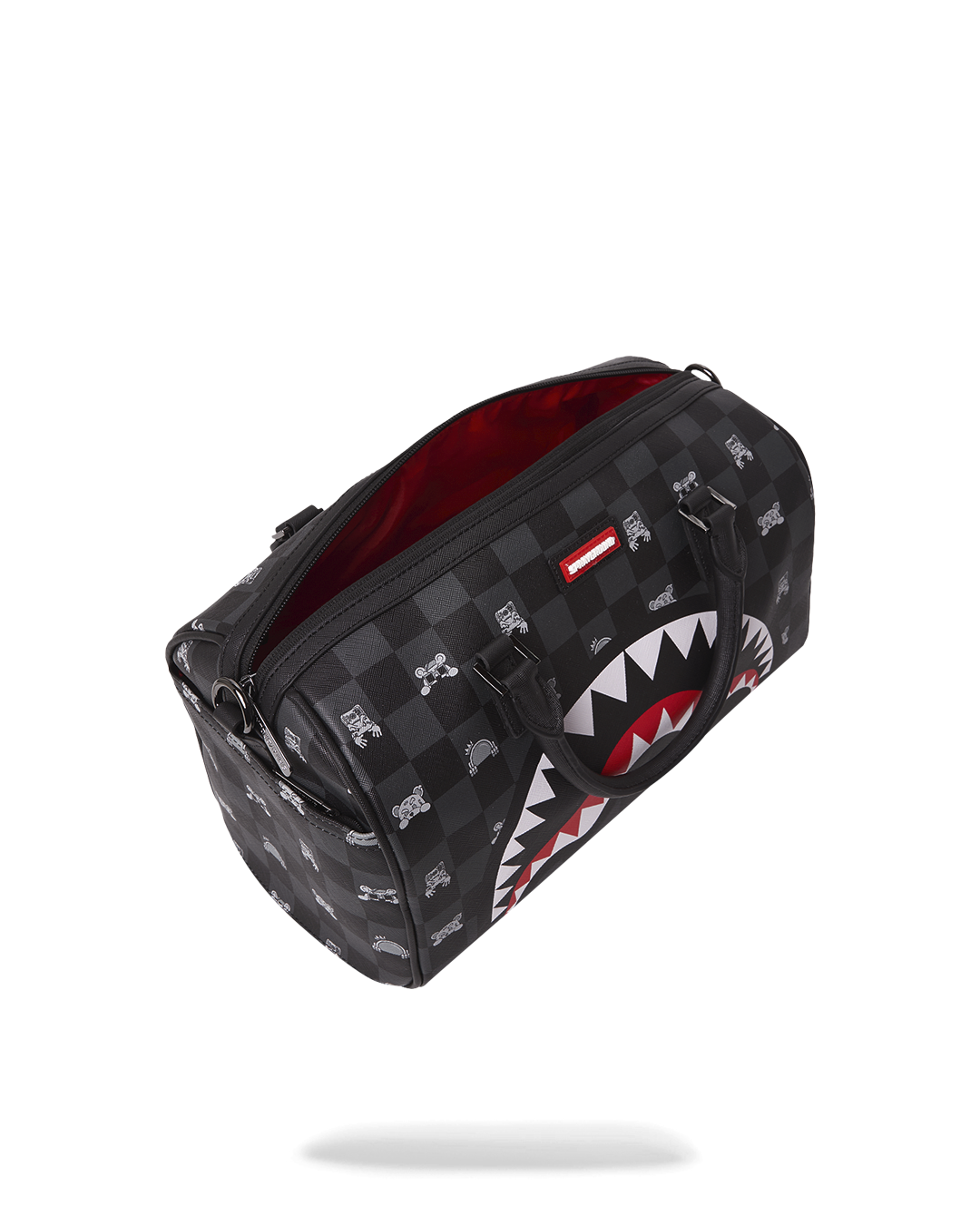 SPRAYGROUND® DUFFLE GRAY PEEKING CHARACTER CHECK MINI DUFFLE