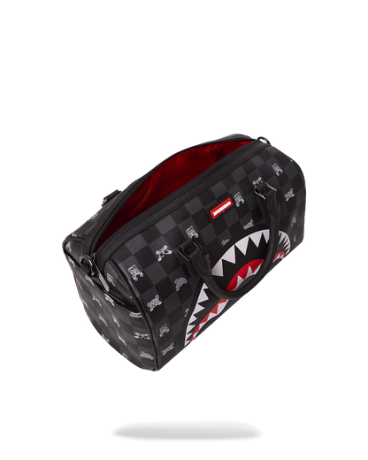 SPRAYGROUND® DUFFLE GRAY PEEKING CHARACTER CHECK MINI DUFFLE