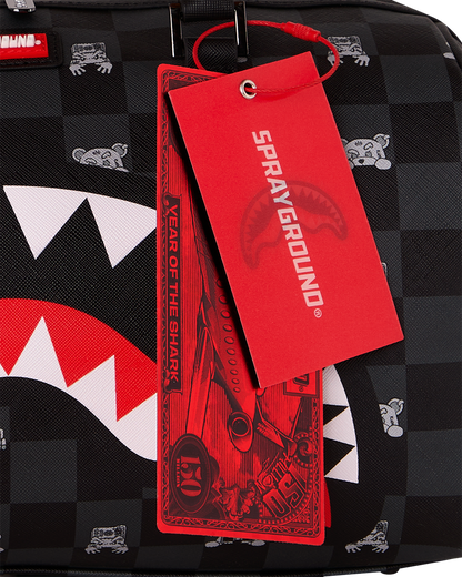 SPRAYGROUND® DUFFLE GRAY PEEKING CHARACTER CHECK MINI DUFFLE