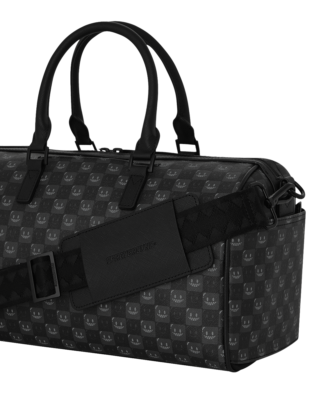 SPRAYGROUND® MINI DUFFLE SHARKS IN PARIS WTF BUBBLY BLACK CHECK MINI DUFFLE