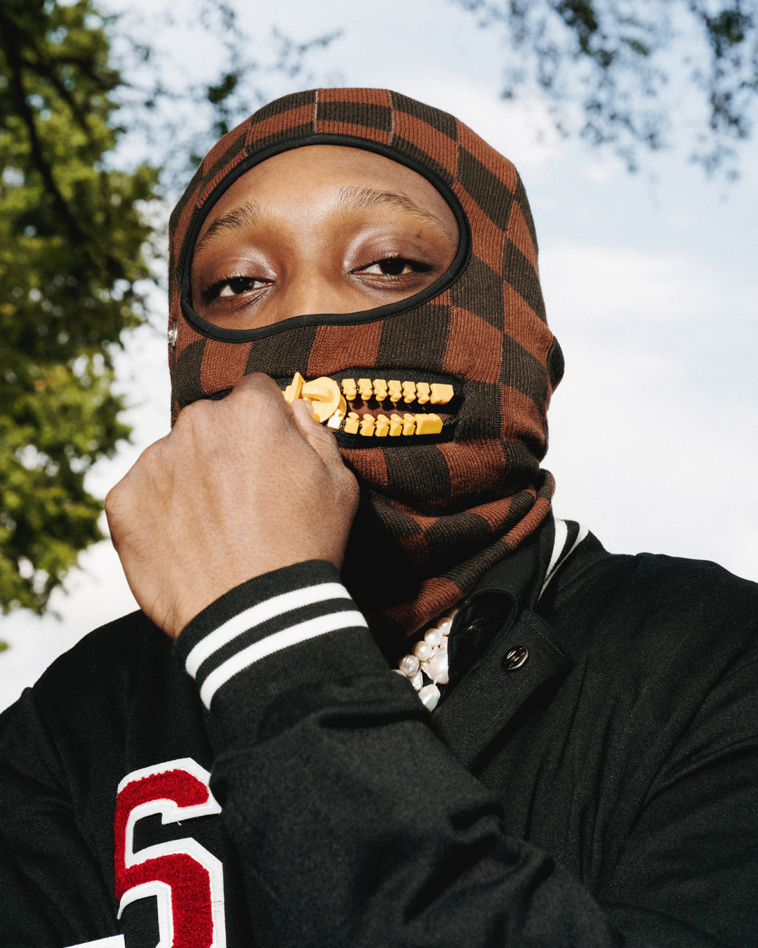 SPRAYGROUND® SKI MASK GOLD ZIPPER MOUTH SKI MASK