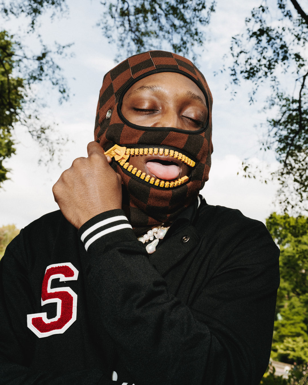 SPRAYGROUND® SKI MASK GOLD ZIPPER MOUTH SKI MASK