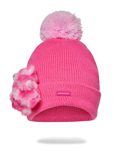 SPRAYGROUND® HAT PINK BEAR PUFF BEANIE
