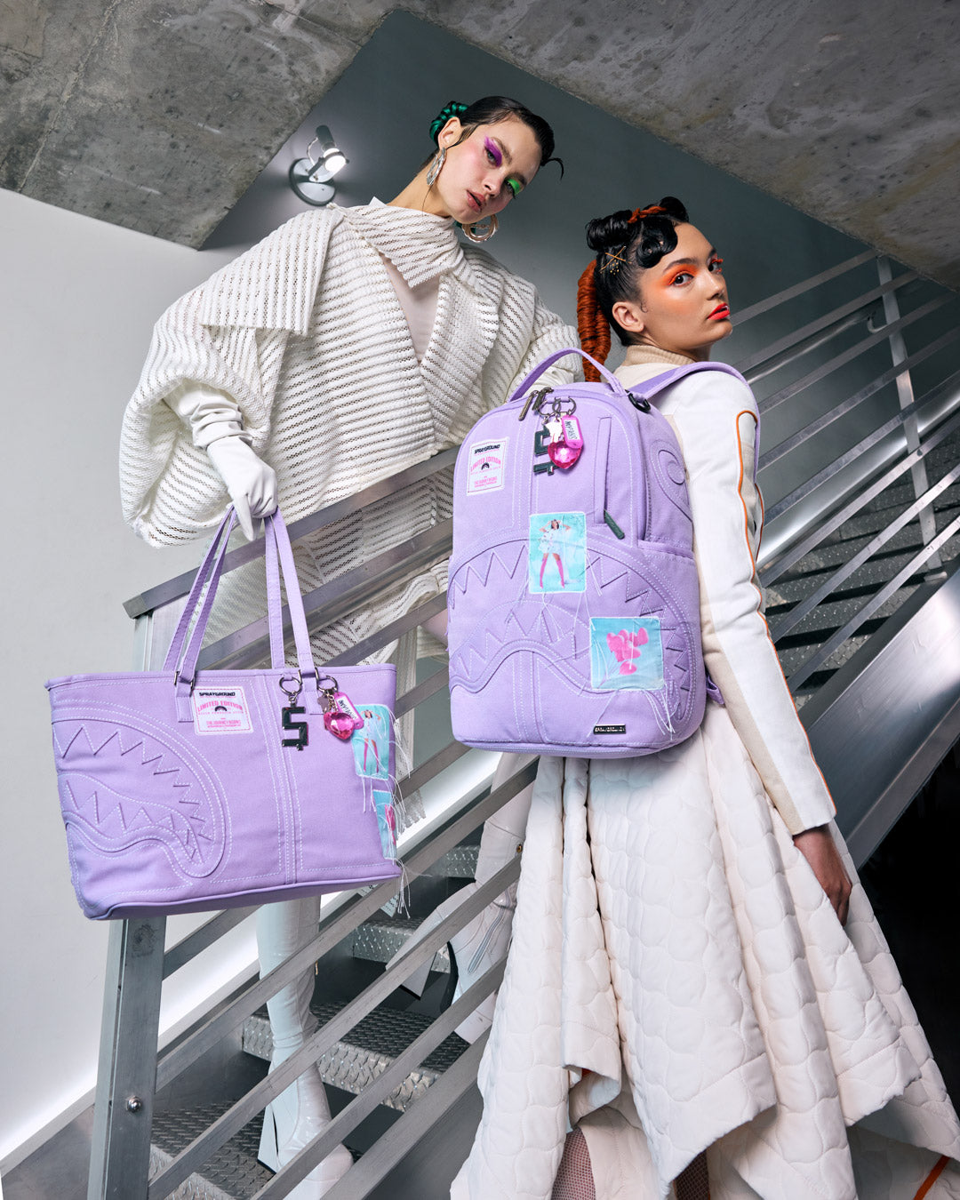 SPRAYGROUND® TOTE PURPLE CANVAS STITCH TOTE