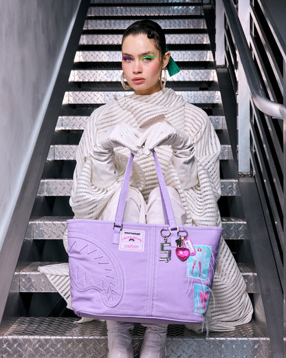 SPRAYGROUND® TOTE PURPLE CANVAS STITCH TOTE