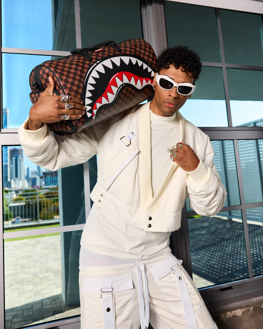 SPRAYGROUND® DUFFLE SHARKS IN PARIS GRIN & GRIND DUFFLE
