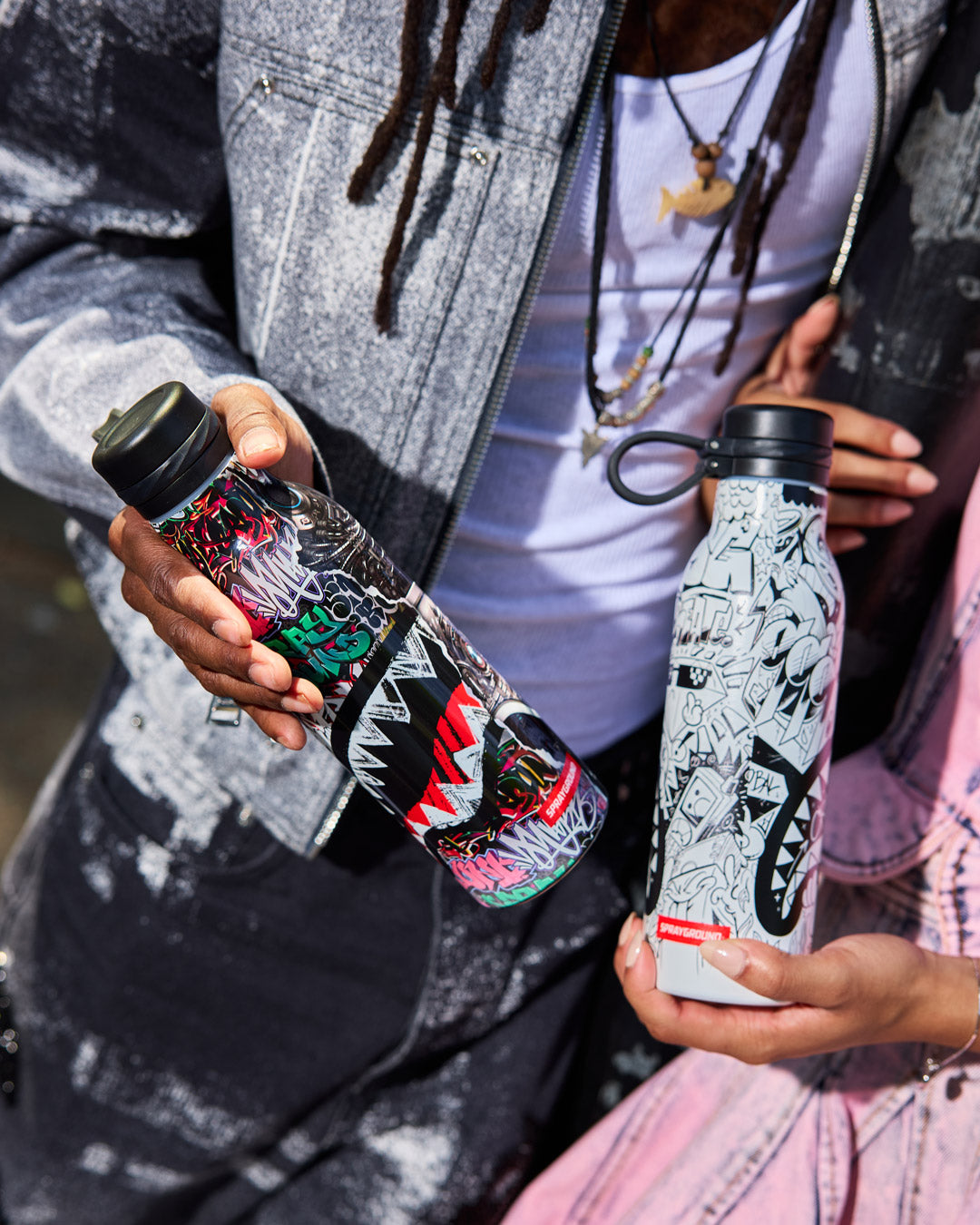 SPRAYGROUND® WATER BOTTLE DOODLE CHECK SPLIT WATER BOTTLE