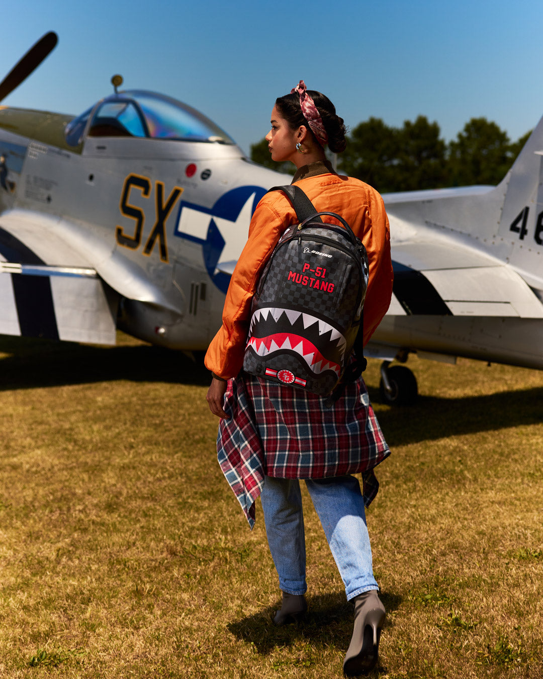 SPRAYGROUNDÂ® BACKPACK BOEING P-51 MUSTANG SHARKMOUTH BACKPACK