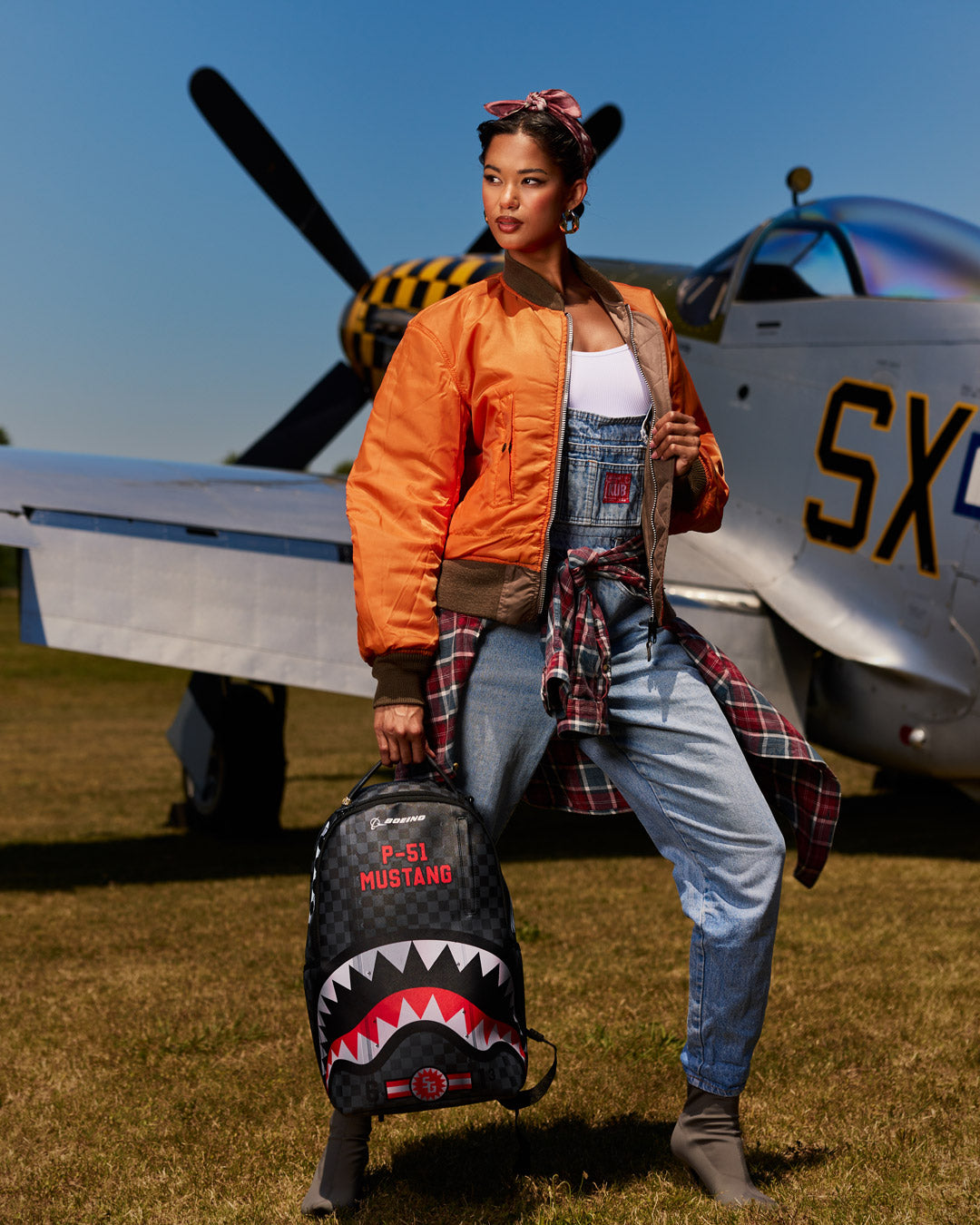 SPRAYGROUNDÂ® BACKPACK BOEING P-51 MUSTANG SHARKMOUTH BACKPACK