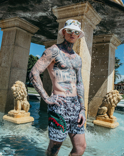 SPRAYGROUND® SWIM SCRIBBLE SHARK SHOTO SWIM TRUNKS