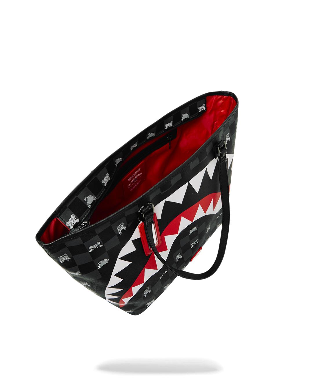 SPRAYGROUND® TOTE GRAY PEEKING CHARACTER CHECK TOTE