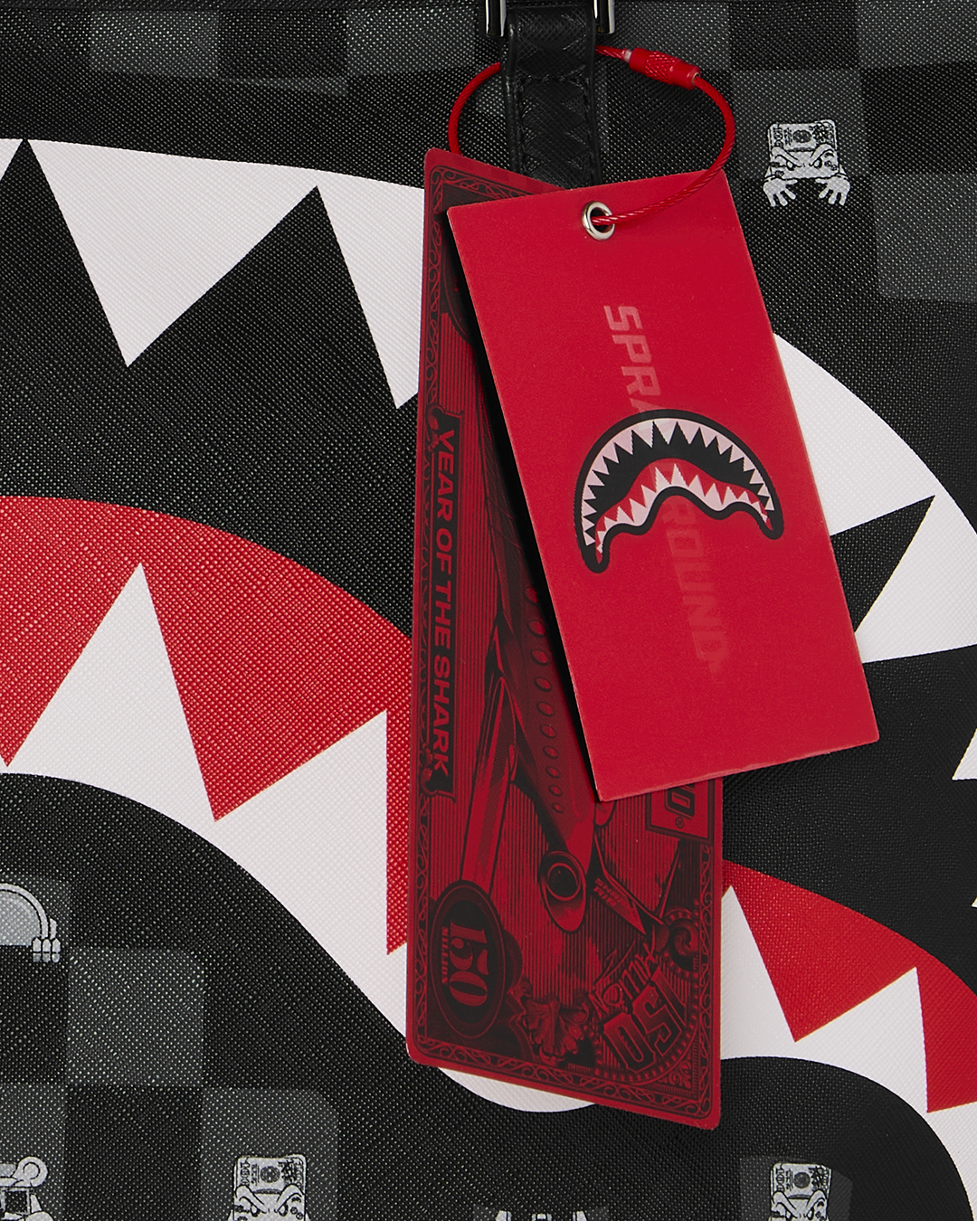 SPRAYGROUND® TOTE GRAY PEEKING CHARACTER CHECK TOTE