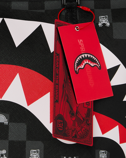 SPRAYGROUND® TOTE GRAY PEEKING CHARACTER CHECK TOTE