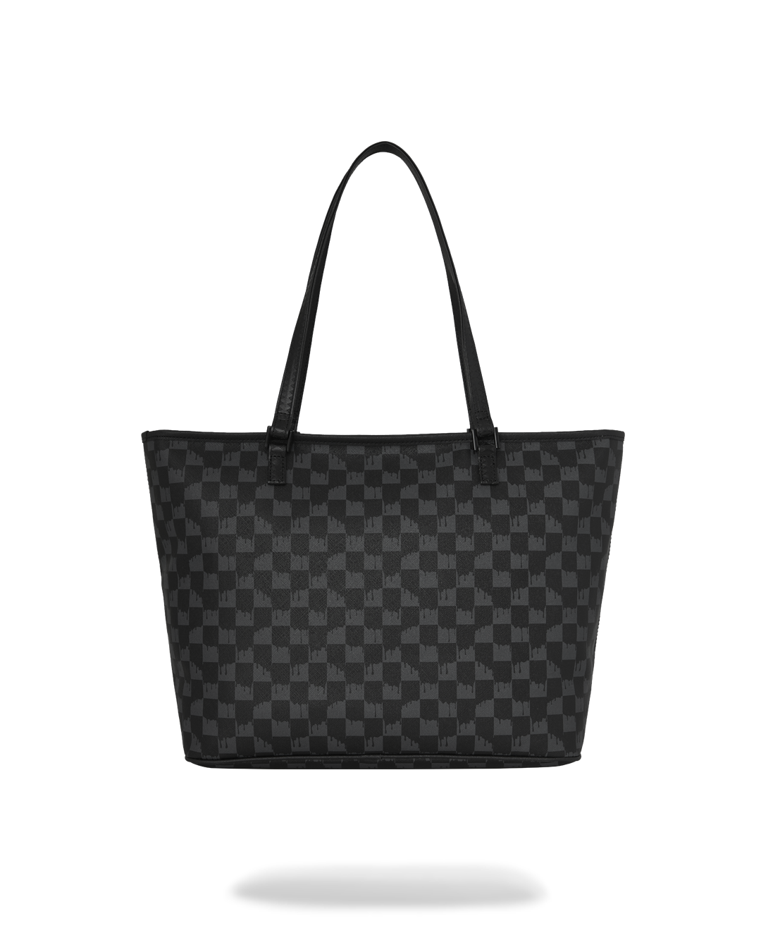 SPRAYGROUND® TOTE BLACK AND WHITE DRIP CHECK SHARK TOTE