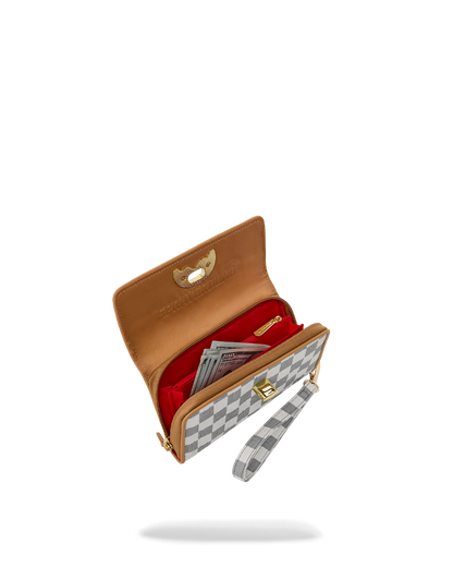 SPRAYGROUND® WALLET EMBOSSED CREAM CHECK TURN LOCK WALLET