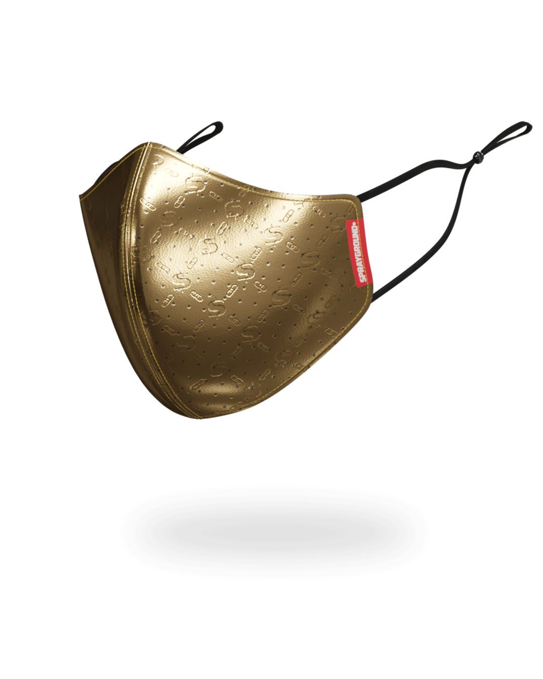 SPRAYGROUND® FASHION MASK GOLD MONEYGRAM VEGAN LEATHER FACE MASK