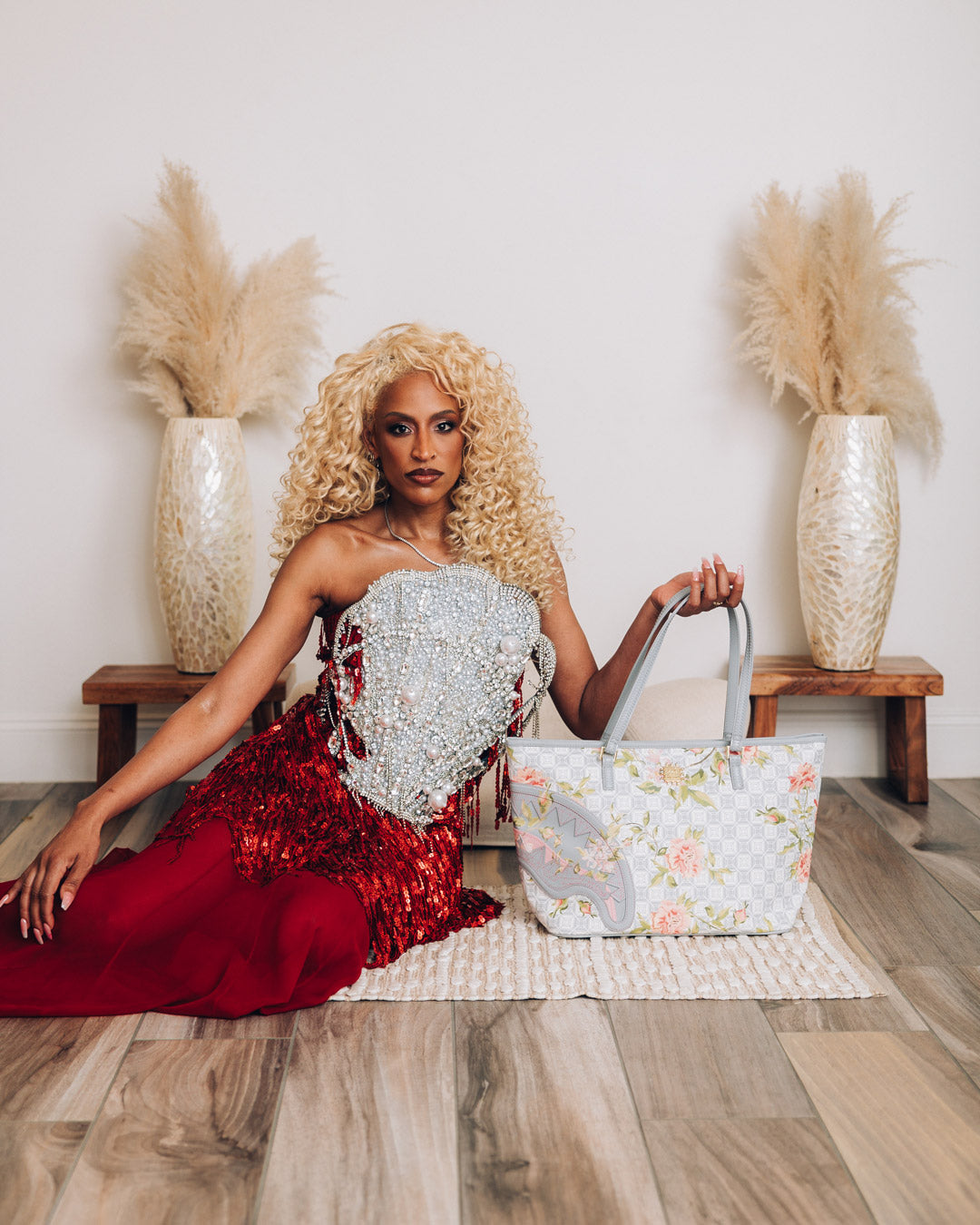 SPRAYGROUND® TOTE A.I. AFRICAN INTELLIGENCE ELEGANT ENERGY TOTE - SANDFLOWER COLLAB