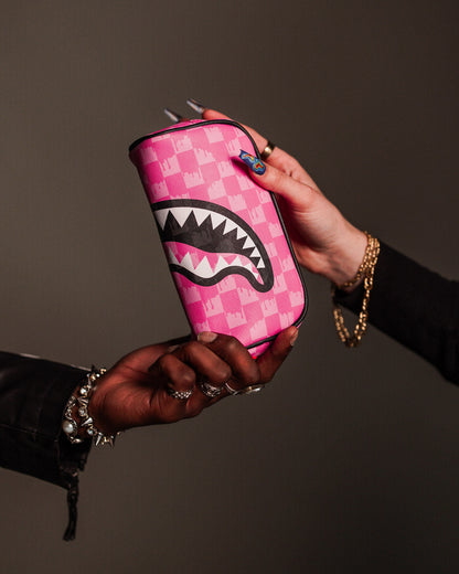 SPRAYGROUND® POUCH PINK AND BLACK DRIP CHECK POUCH