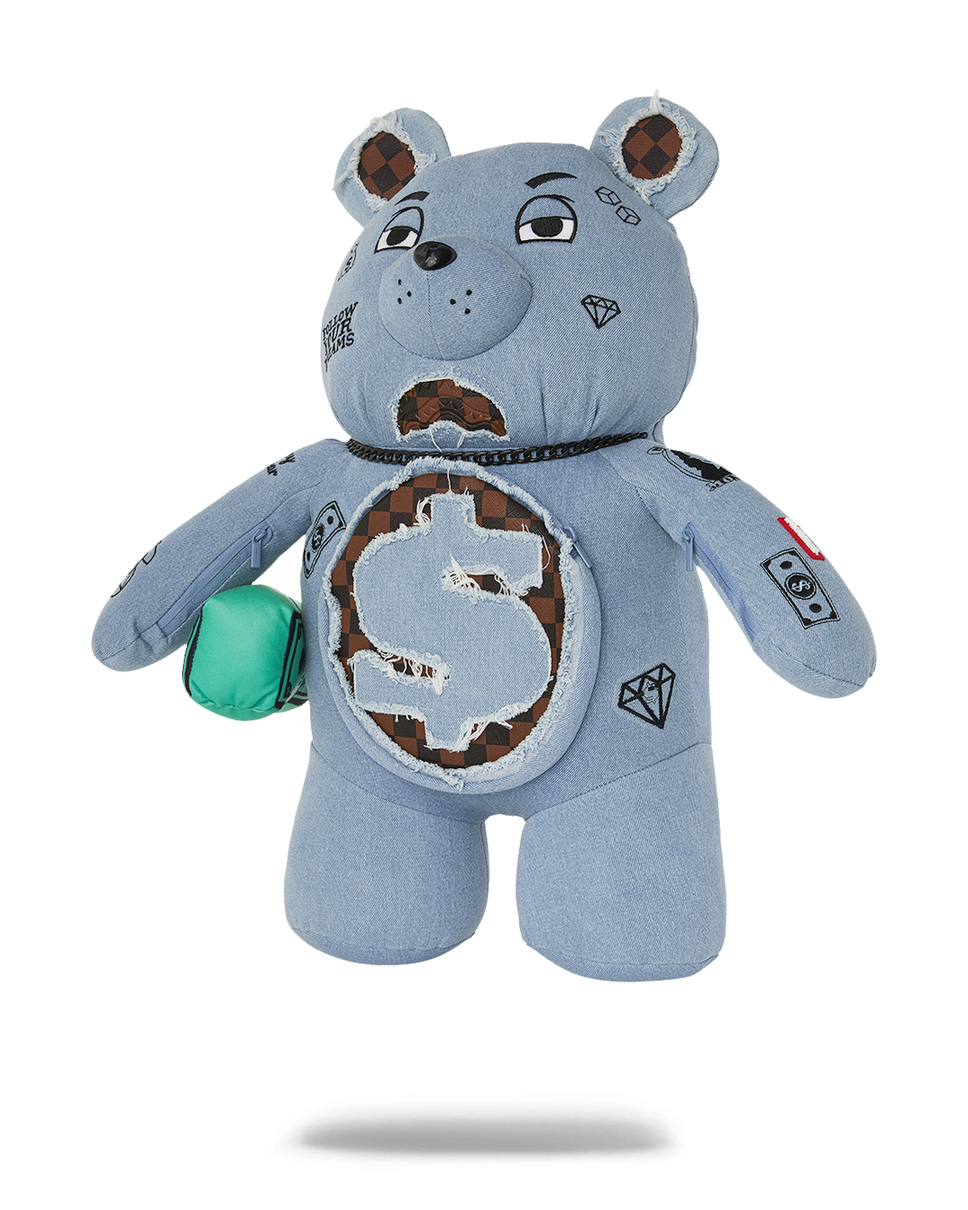 SPRAYGROUND® BACKPACK DENIM SHARK MONEYBEAR TEDDY BEAR