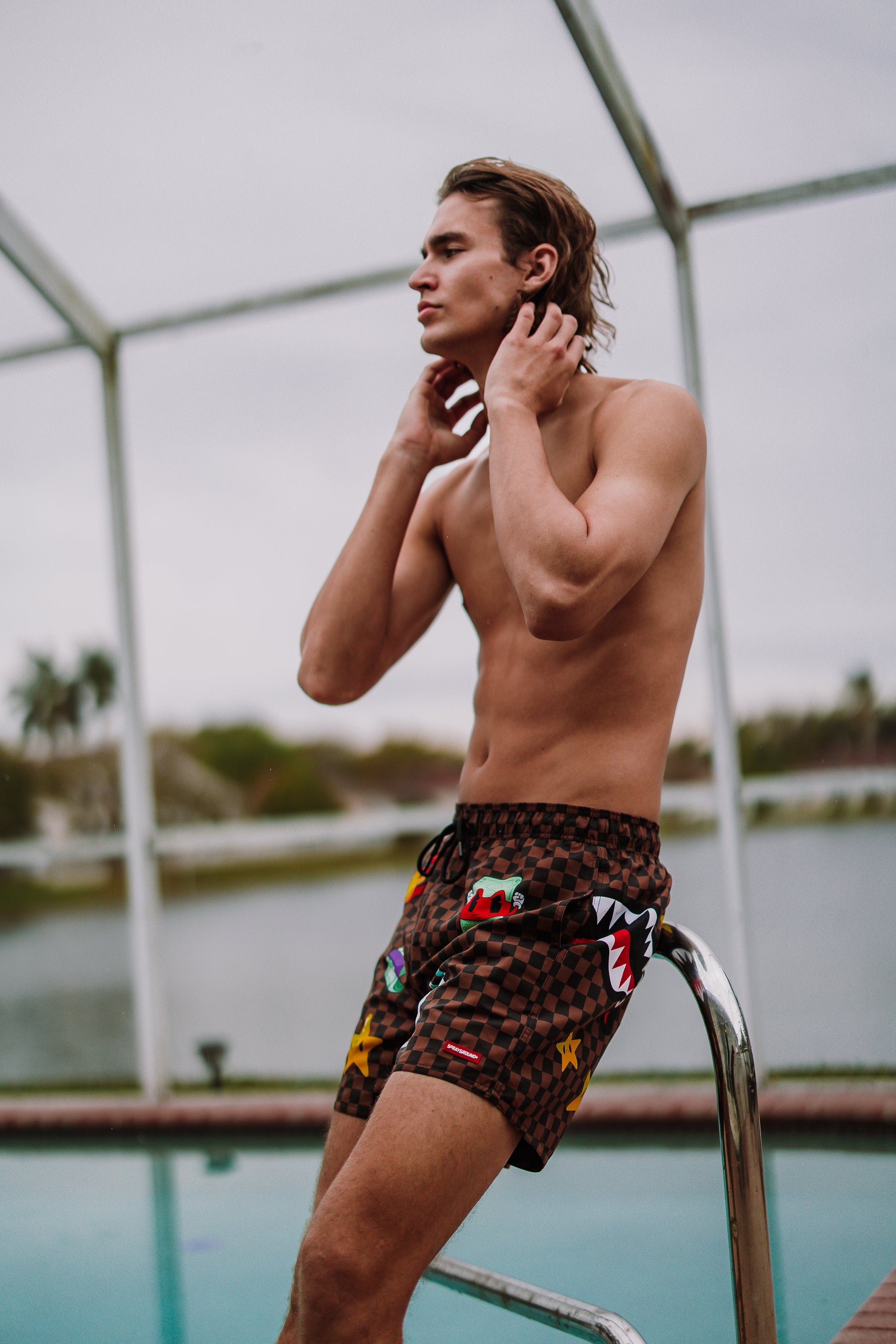 SPRAYGROUND® SWIM PARIS PATCH SWIM SHORTS