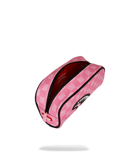 SPRAYGROUND® POUCH PINK AND BLACK DRIP CHECK POUCH